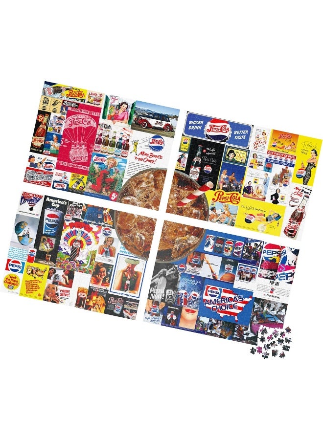 Pepsi, 4 Puzzle Multipack, 500 Pieces Combine to Form Novelty Soda Beverage Mega Puzzle