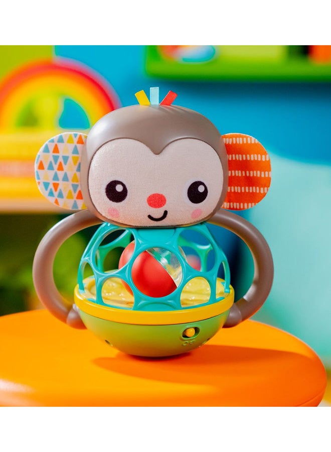 Bright Starts - Grab And Giggle Monkey Light-Up Musical Rattle Toy with Easy-Grasp Oball, Ages 6 Months+, Unisex