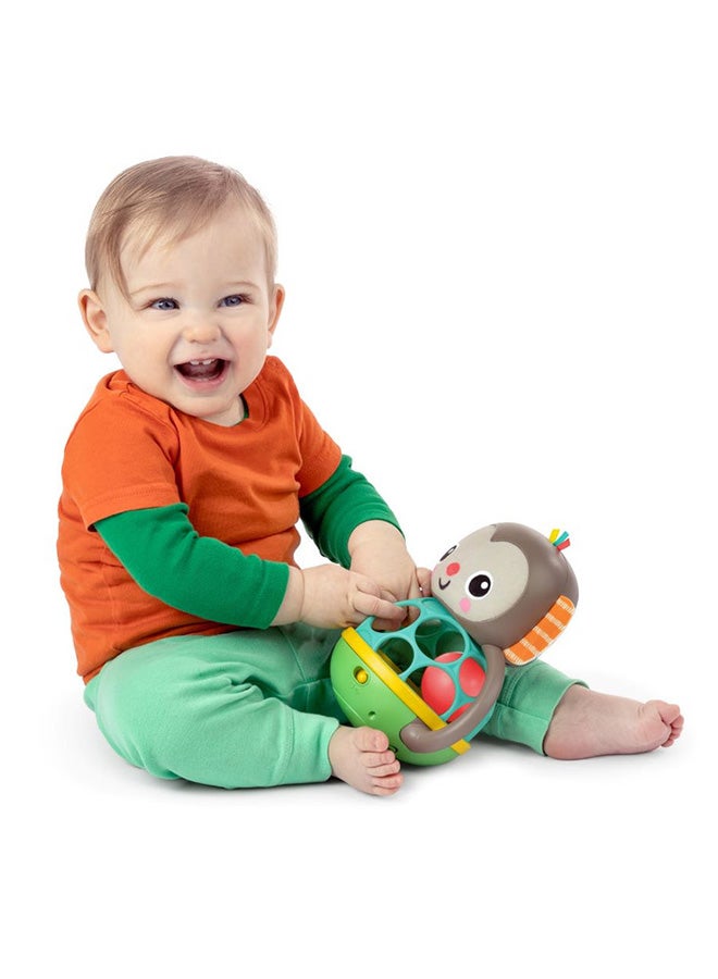 Bright Starts - Grab And Giggle Monkey Light-Up Musical Rattle Toy with Easy-Grasp Oball, Ages 6 Months+, Unisex