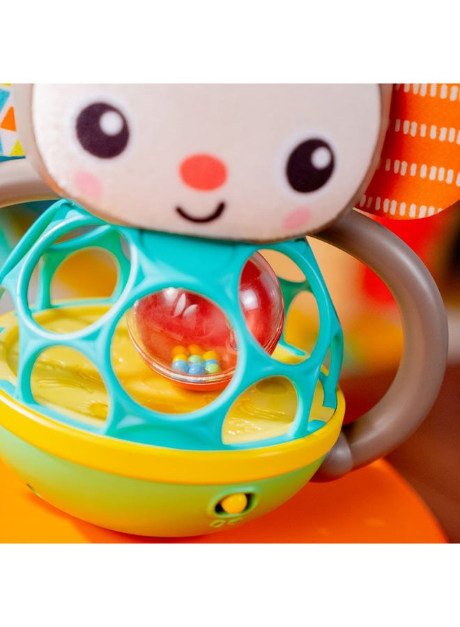 Bright Starts - Grab And Giggle Monkey Light-Up Musical Rattle Toy with Easy-Grasp Oball, Ages 6 Months+, Unisex