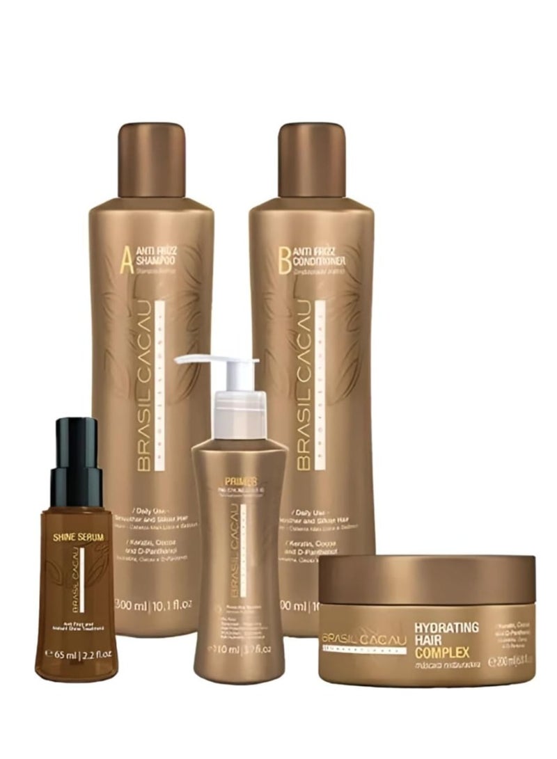 Brasil Cocoa Home Hair Care Set of 5 – Ultimate Anti-Frizz & Hydration Solution for Smooth, Shiny, and Healthy Hair