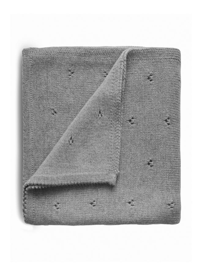 Knitted Baby Blanket Pointelle Gray Melange