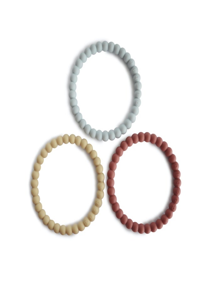 Silicone Pearl Teether Bracelets Mellow/Terracotta/Periwinkle