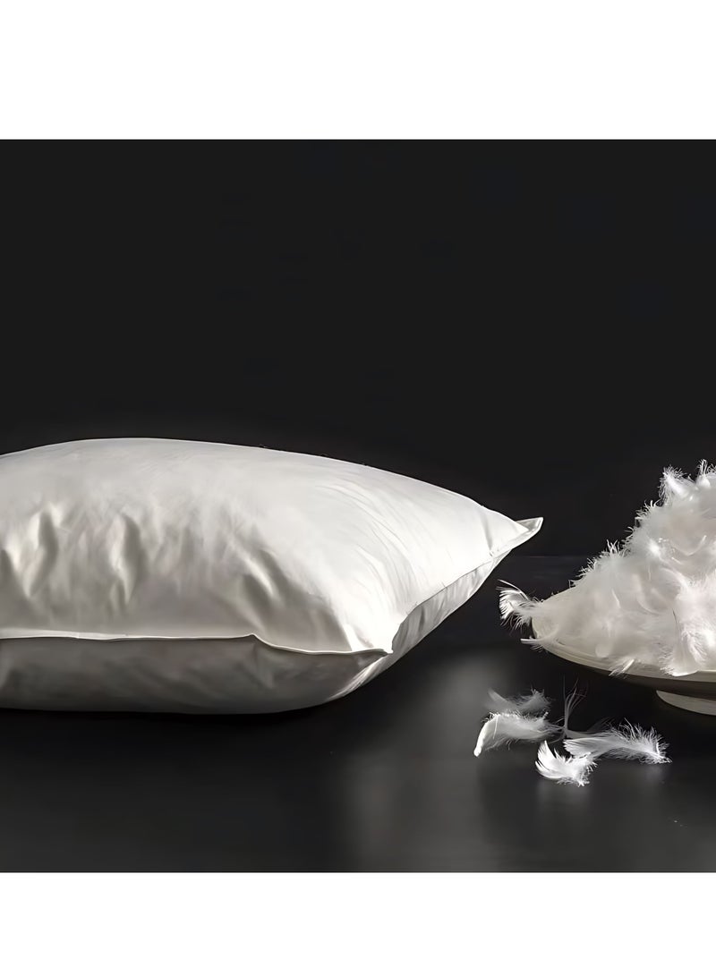 Set of 2-Feather Bed Pillow Luxurious Comfort with Goose Feather and 100% Cotton Fabric, (White, Size 50x70 CM)