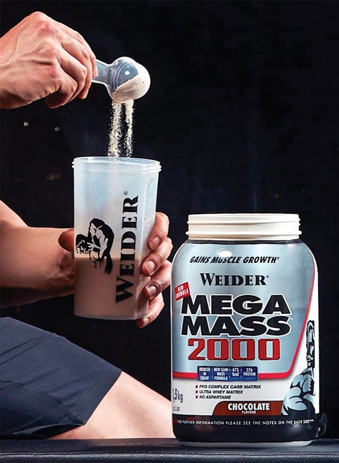 Mega Mass 2000 - 1.5 kg Chocolate, High-Calorie Mass Gainer for Muscle Growth