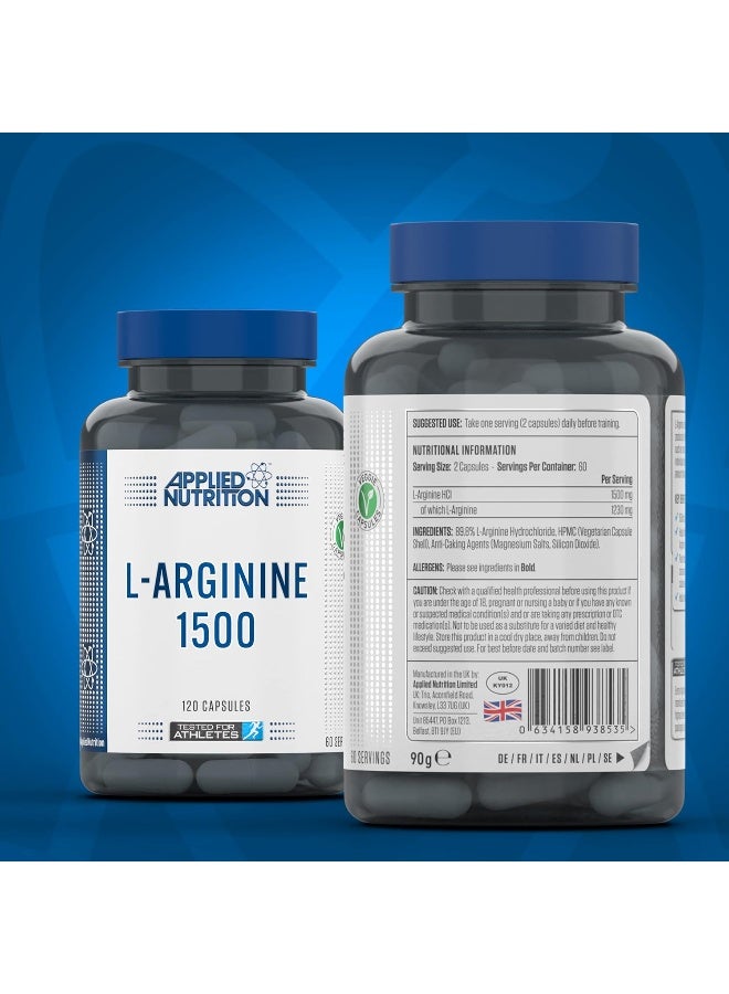 L-Arginine Capsules 1500Mg High Strength L Arginine Per Serving 60 Servings