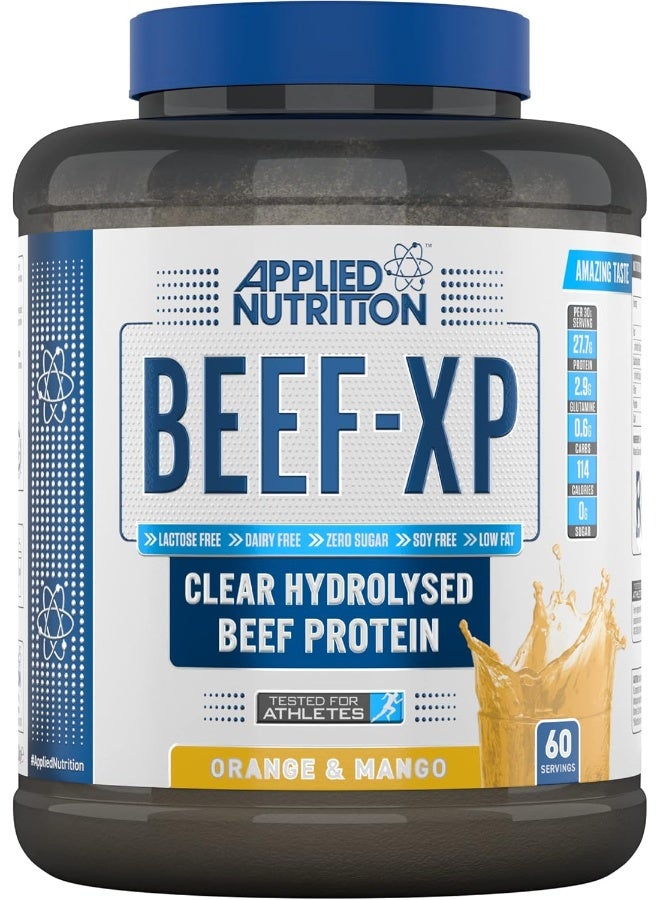 Beef Xp Clear Hydrolysed Beef Protein Isolate Fruit Juice Style Dairy Free Fat 1.8Kg 60 Servings Orange And Mango