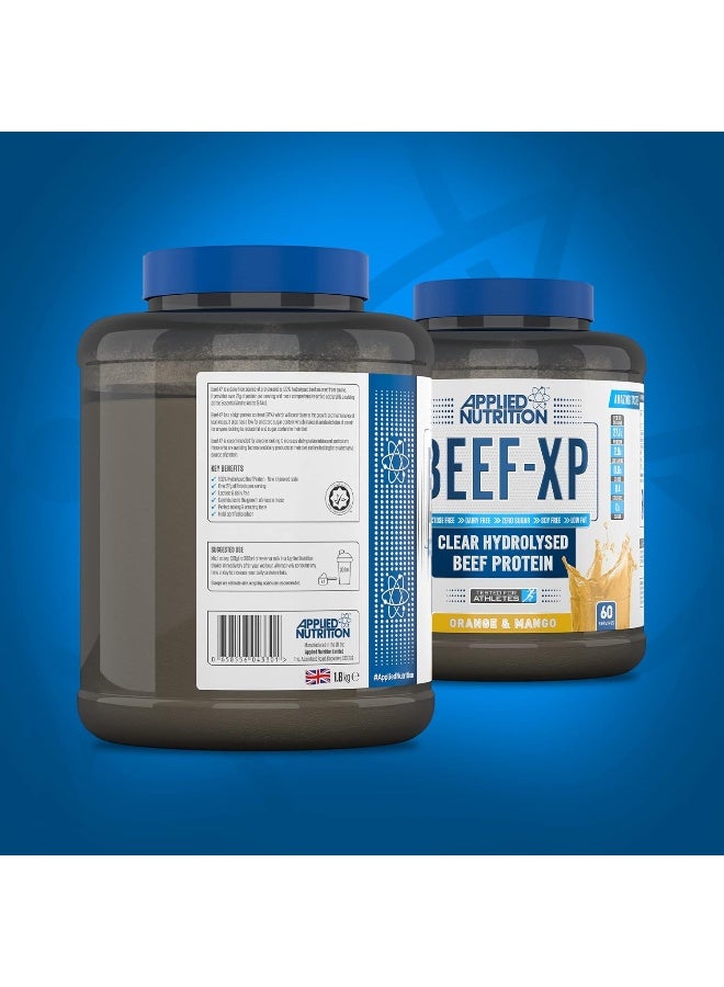 Beef Xp Clear Hydrolysed Beef Protein Isolate Fruit Juice Style Dairy Free Fat 1.8Kg 60 Servings Orange And Mango