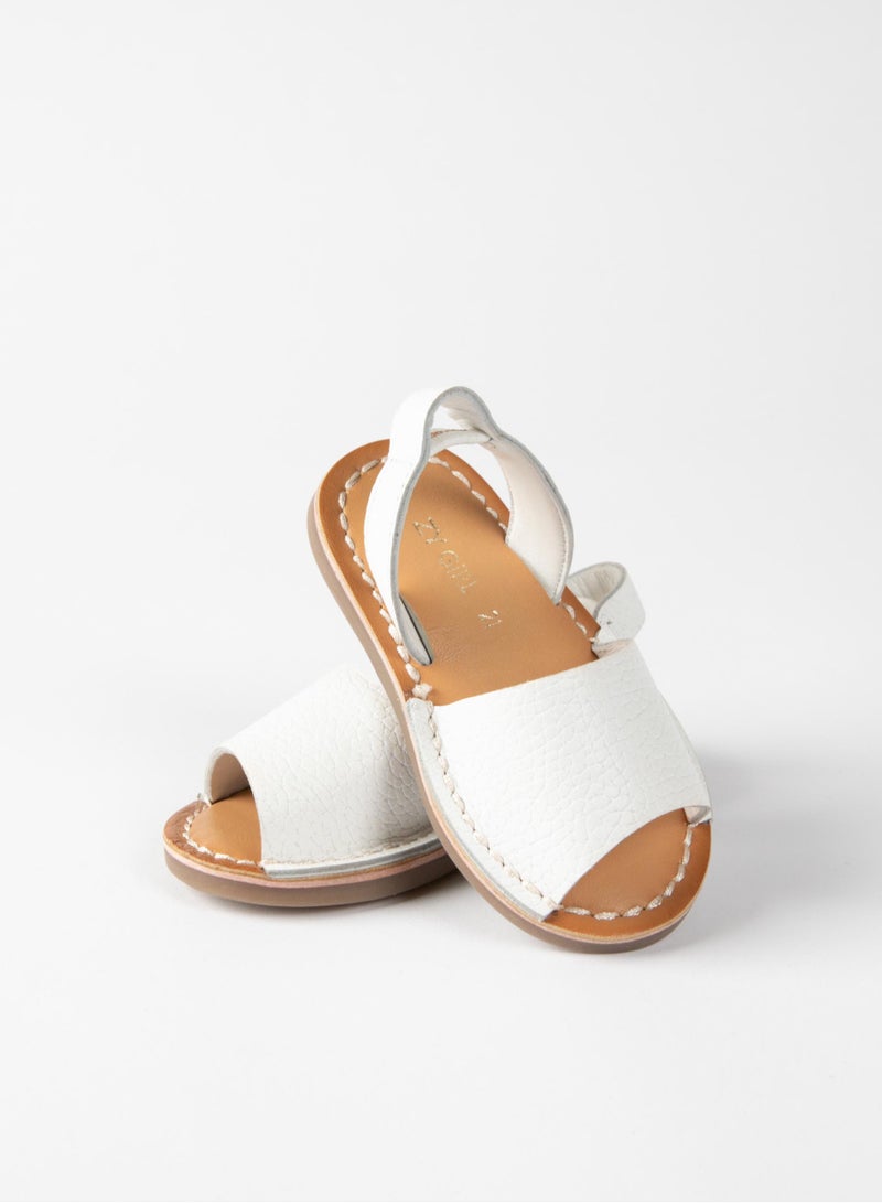 Leather Sandals for Baby Girls, White