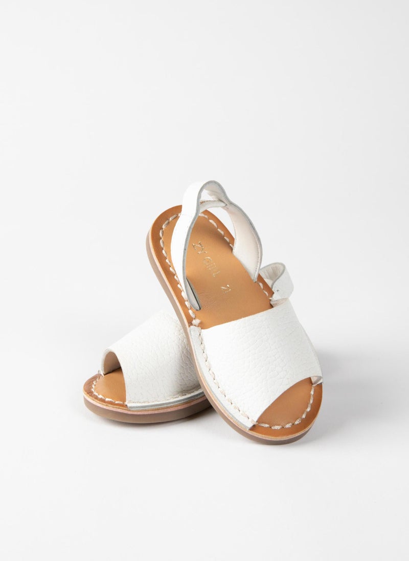 Leather Sandals for Baby Girls, White