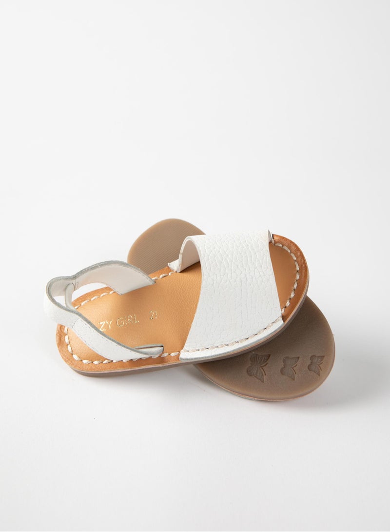 Leather Sandals for Baby Girls, White