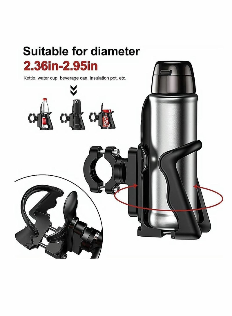 Adjustable Lightweight Bike Water Bottle Holder for 6-7.5 CM Diameter Bottles, Strong Grip Design for Road & Mountain Bikes, Ideal for Outdoor Cycling Adventures, Sleek Black Finish