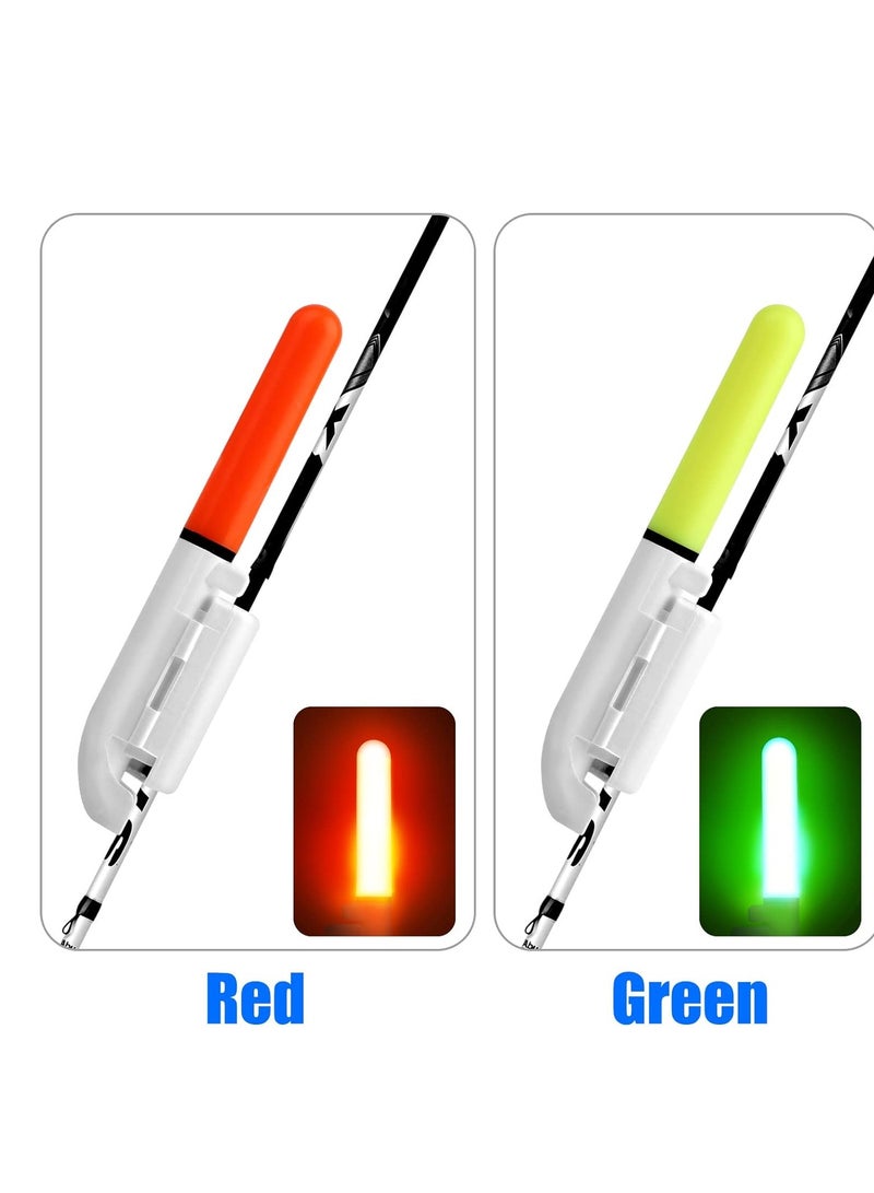 Fishing Glow Sticks LED Fishing Pole Light, 8Pieces LED Glow Sticks for Fishing Night Fishing Rod Lights Tip LED, Waterproof Glow in The Dark Fishing Pole for Sea Fishing Tackle Rod Yellow, Red