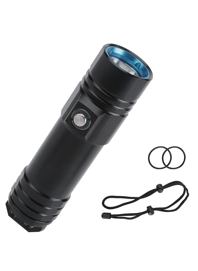 Professional 50m Diving Flashlight - High-Intensity, Long Battery Life, Waterproof,(Flashlight + 26650 lithium battery + USB charger)