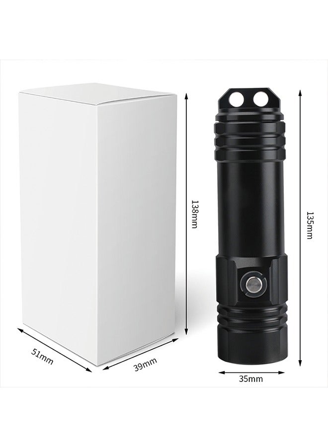 Professional 50m Diving Flashlight - High-Intensity, Long Battery Life, Waterproof,(Flashlight + 26650 lithium battery + USB charger)