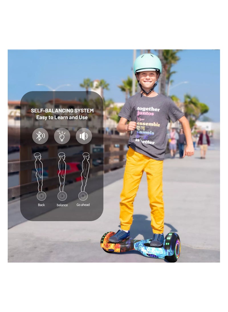 Hoverboard Electric Scooter Skate with Self-balance Wheels, LED Lights, and Bluetooth Speaker - Smart Self-balancing Scooter for Kids and Adults