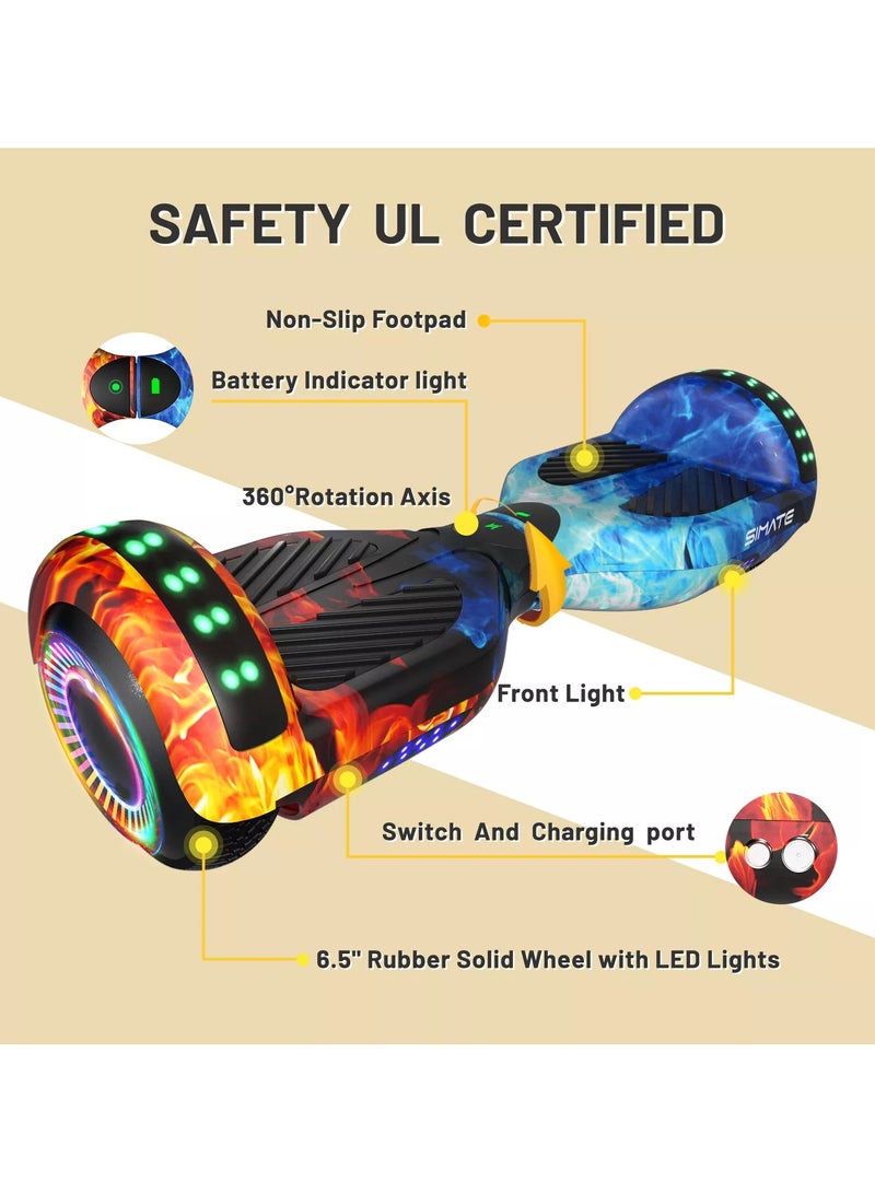 Hoverboard Electric Scooter Skate with Self-balance Wheels, LED Lights, and Bluetooth Speaker - Smart Self-balancing Scooter for Kids and Adults