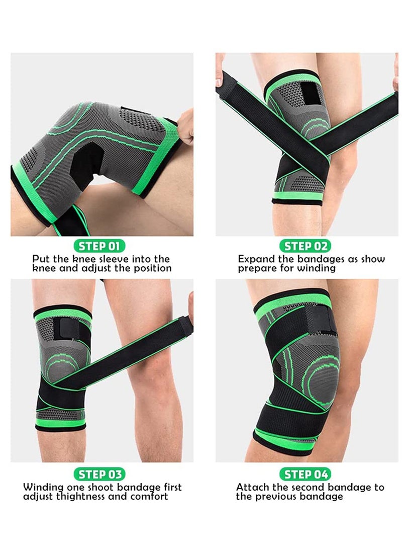 Knee Brace Support with Adjustable Straps, Compression Knee Sleeve for Knee Discomfort, Suit for Running, Cycling, Tennis, Basketball and More Sports   Single