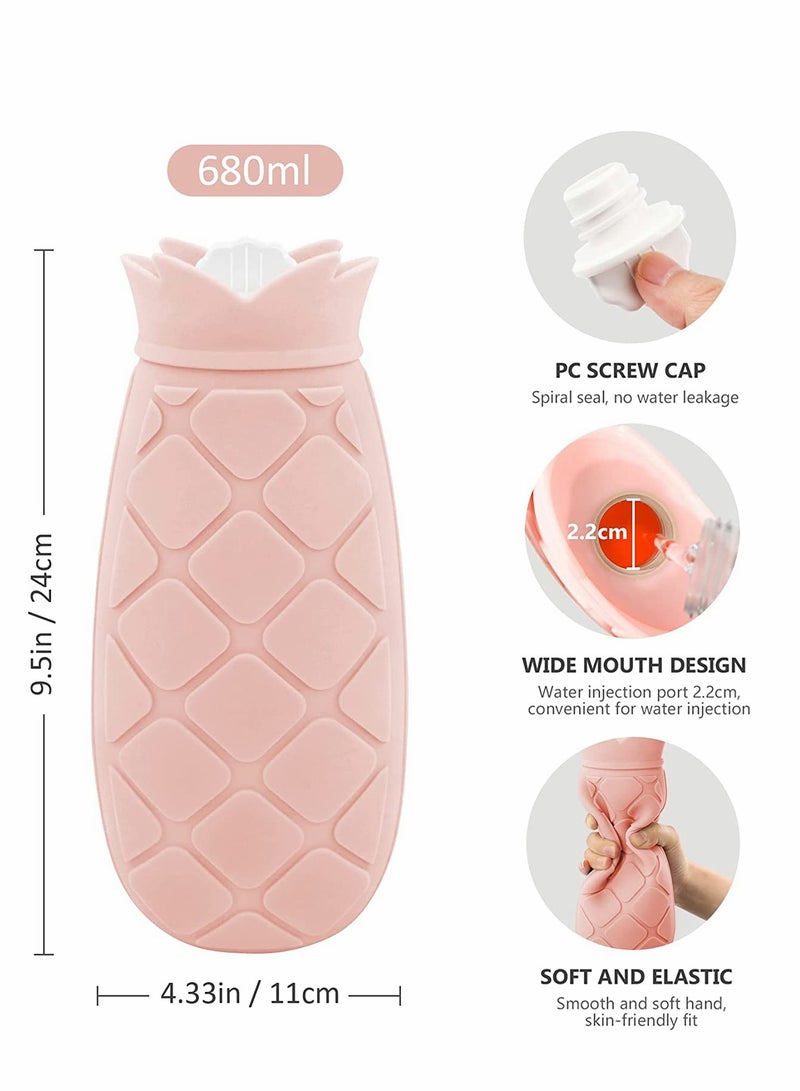 Hot Water Bottle Bag with Knit Cover for Microwave Heating Silicone, Hot  Cold Therapies Back Pain   Gift for g ir lf rie n d, Mather, Valen tine's Day, Gift Exchange Party Pink   Long2