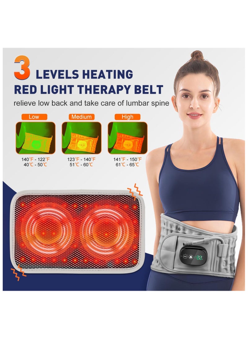 Red Light Therapy Belt Infrared Light Therapy For Body, Decompression Back Belt With Red Light, Red Light Belt With Heat And Vibration Massage, Back Reliever Lumbar Supports For Women Man