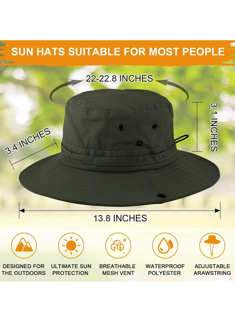 Fishing hat Wide Brim Sun Protection Hat with Breathable Safari hat and Fisherman hat Hiking Hats Boonie Hats for Man Dark Green