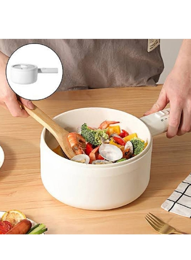 Electric Hot Pot Portable Non-Stick Pan for Steak, Egg, Fried Rice, Ramen, Oatmeal, Soup, Two Power Control and No Toxic Substances