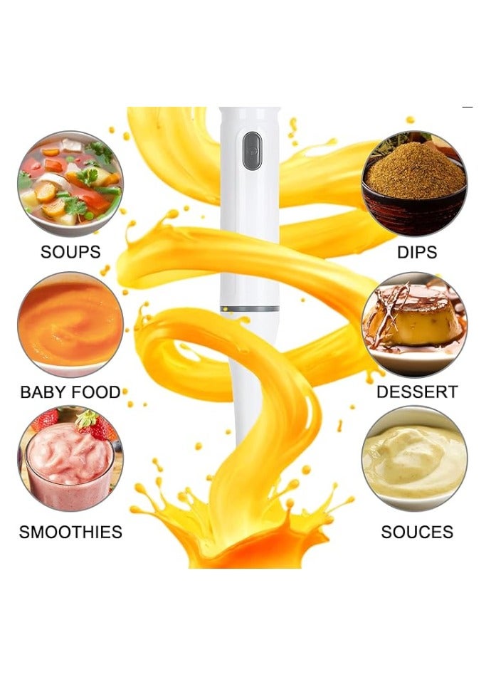 Handheld Stick Soup Blender Electric 200W,  Immersion Blender & Handheld Food Mixer for Kitchen, 2-Speed Stick Blender for Sauces, Soups, Baby Food, Smoothies, and More, Easy to Use & Clean, White