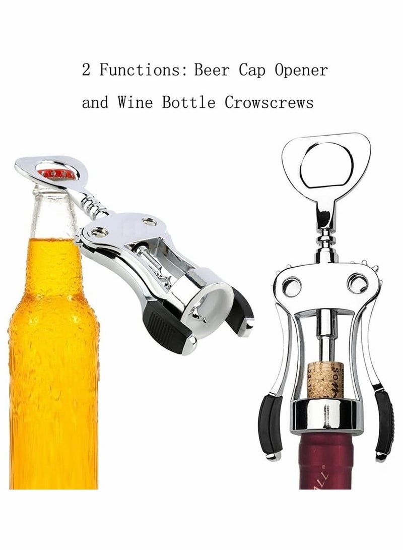 Upgrade Wing Corkscrew Opener with Stopper, Waiters Corkscrew Cork And Cap Bottles Opener Remover, All Holiday Gift Choice