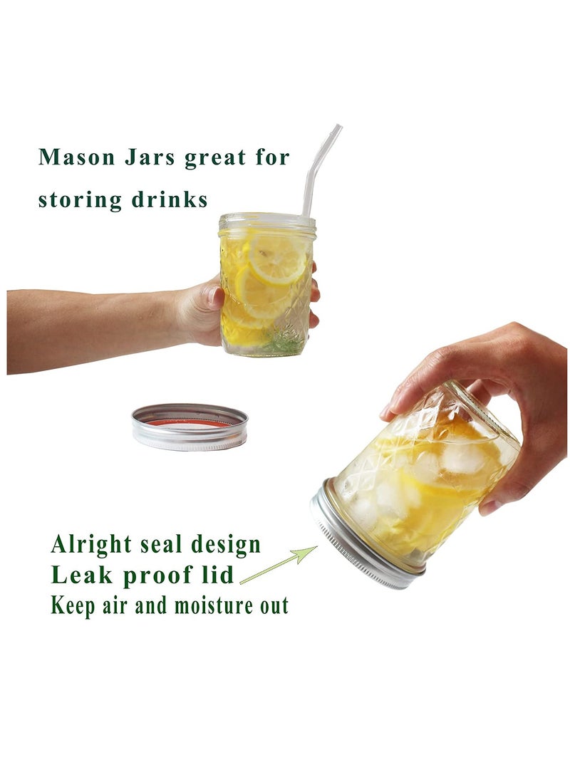 Ma son Jars, Canning Jars Jelly Jars With Lids, Ideal for Jam, Honey, Wedding Favors, Shower Favors, for Canning, Preserving, Meal Prep 16, Diamond, 6, Ma son Jars