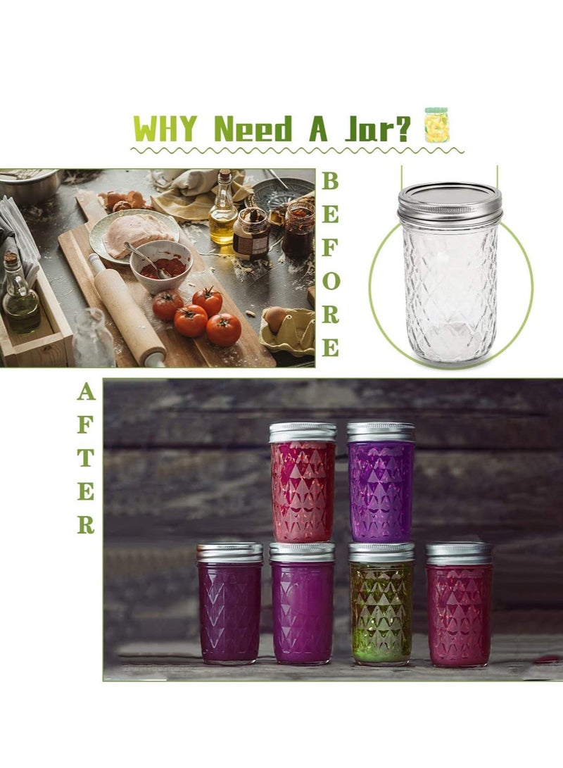 Ma son Jars, Canning Jars Jelly Jars With Lids, Ideal for Jam, Honey, Wedding Favors, Shower Favors, for Canning, Preserving, Meal Prep 12, Diamond, 12, Ma son Jars