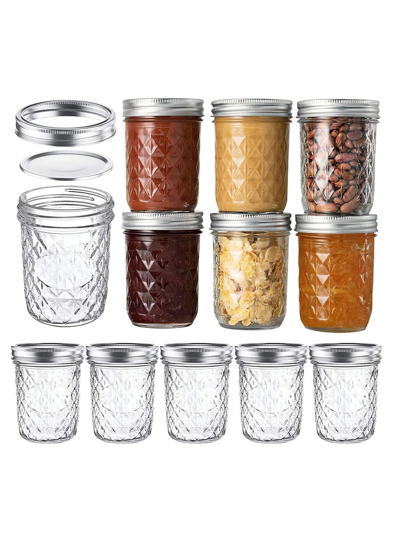 Ma son Jars, Canning Jars Jelly Jars With Lids, Ideal for Jam, Honey, Wedding Favors, Shower Favors, for Canning, Preserving, Meal Prep 12, Diamond, 12, Ma son Jars