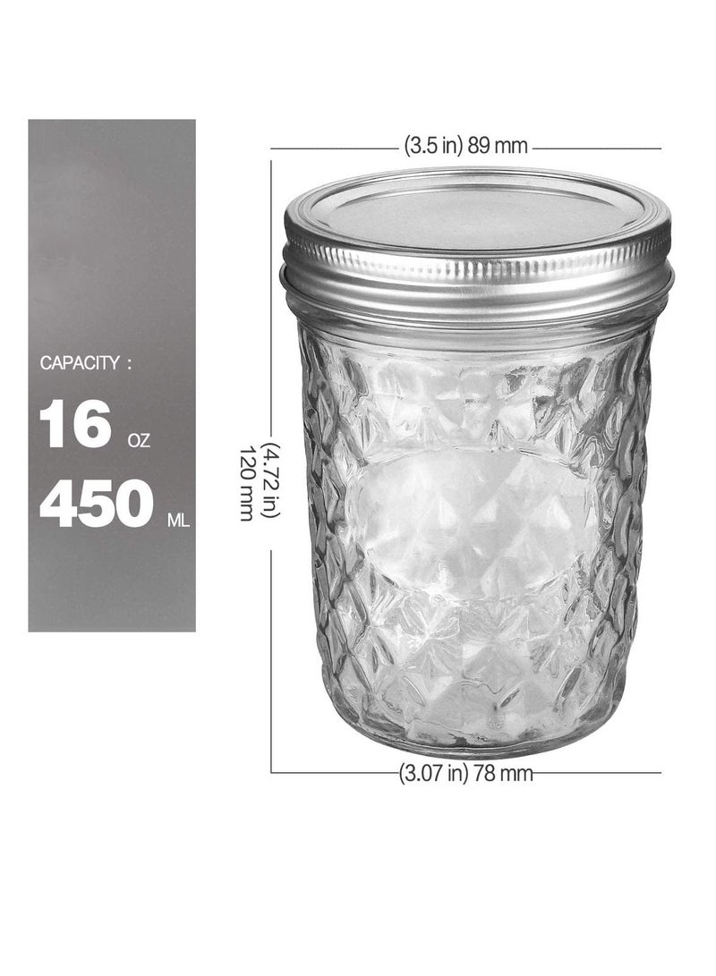 Ma son Jars, Canning Jars Jelly Jars With Lids, Ideal for Jam, Honey, Wedding Favors, Shower Favors, for Canning, Preserving, Meal Prep 12, Diamond, 12, Ma son Jars