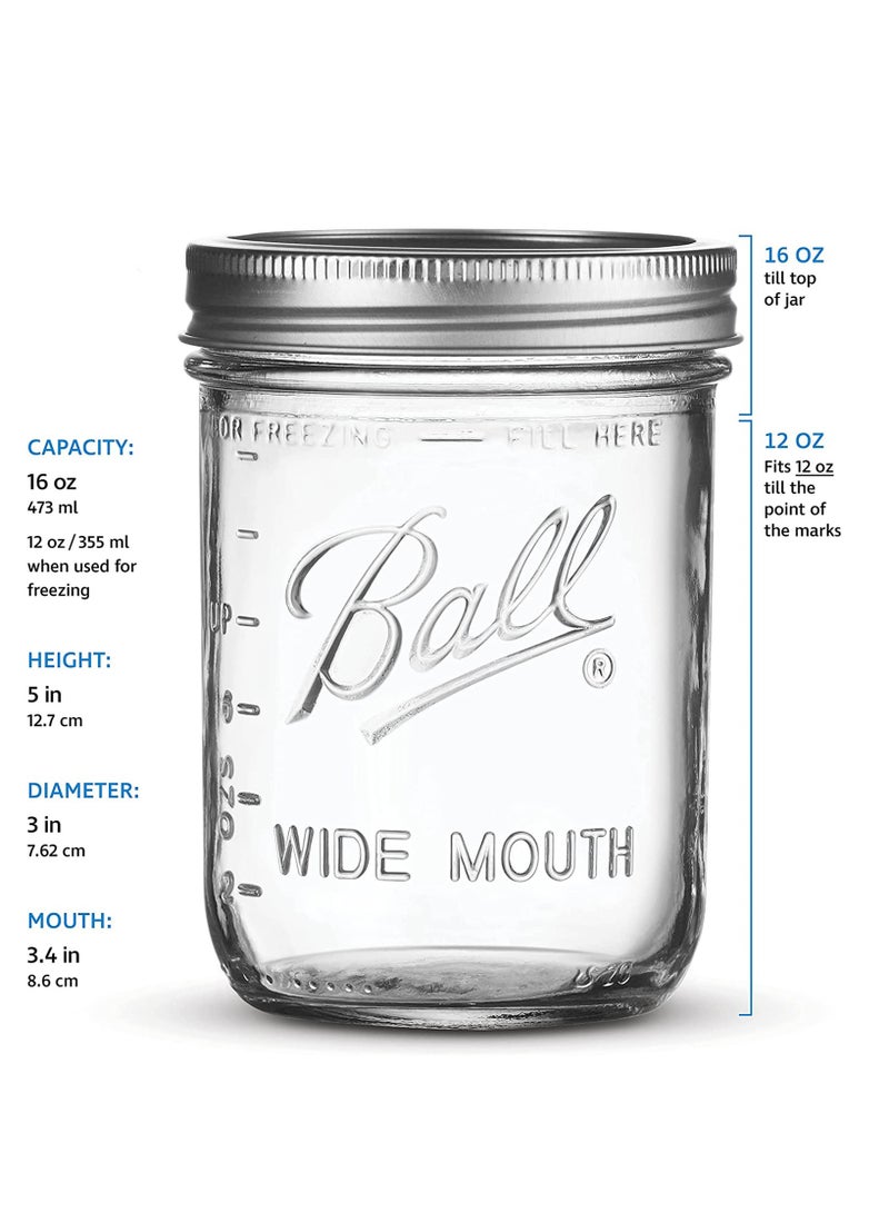 Glass Ma son Jars, Canning Jars Jelly Jars with Airtight lids for Canning, Preserving, Meal Prep, Overnight Oats, Jam 32, BALL, 3, Ma son Jars