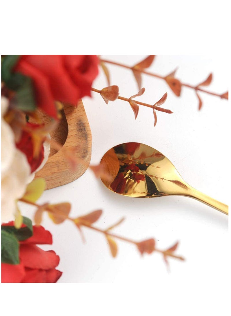 Stainless Steel Gold Leaf, Long Handle Iced Tea Spoons Set Creative Stirring Spoons, Creative Tableware Dessert Spoons, Stirring, Premium Food Grade Stainless SteelGold, 6 Pcs