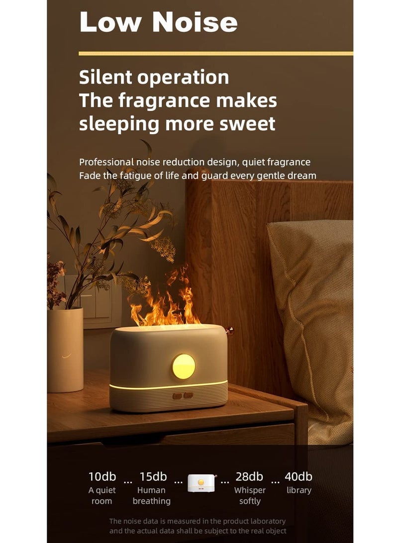 Flame Humidifier | Flame Essential Oil Diffuser with Smart Shut Off, 3D Flame Cool Mist Yoga SPA Perfect for Home Bedroom Office and Gifting for Friends and Family  200ml Ultrasonic Aroma | White