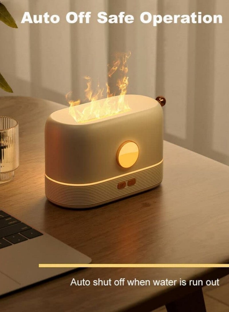 Flame Humidifier | Flame Essential Oil Diffuser with Smart Shut Off, 3D Flame Cool Mist Yoga SPA Perfect for Home Bedroom Office and Gifting for Friends and Family  200ml Ultrasonic Aroma | White