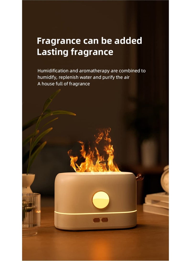 Flame Humidifier | Flame Essential Oil Diffuser with Smart Shut Off, 3D Flame Cool Mist Yoga SPA Perfect for Home Bedroom Office and Gifting for Friends and Family  200ml Ultrasonic Aroma | White