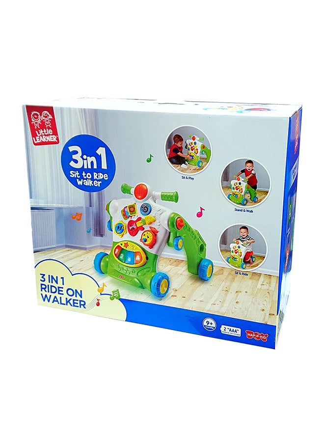Little Learners 3 In 1 Ride-on Walker - Sit, Stand, Ride, Removable Piano, Interactive Dashboard, Durable Design, 9m+