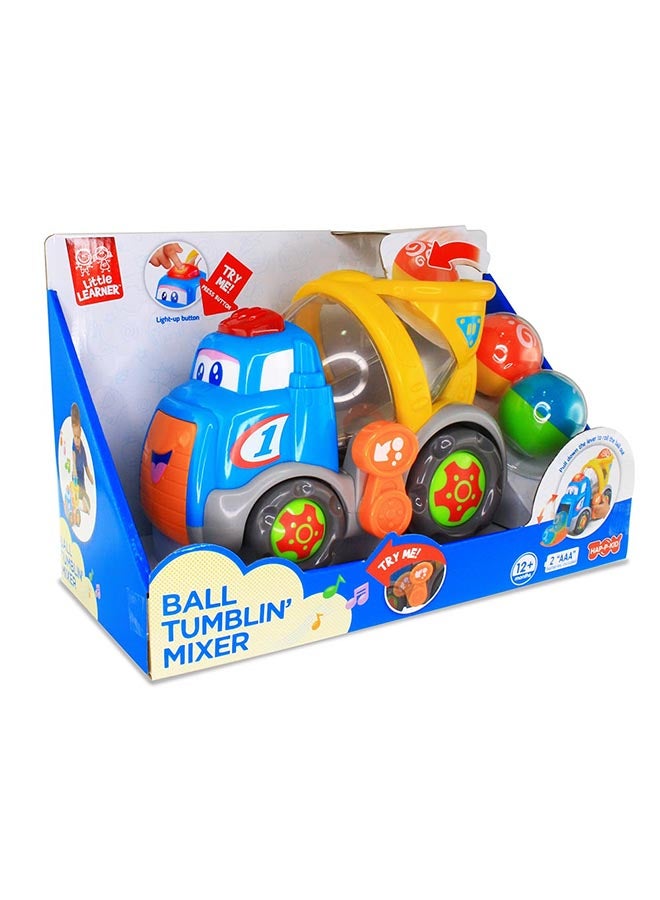 Little Learners Ball Tumblin' Mixer - Lights And Sounds Cement Truck, Tumbling Action, 2 Balls Included, 12m+