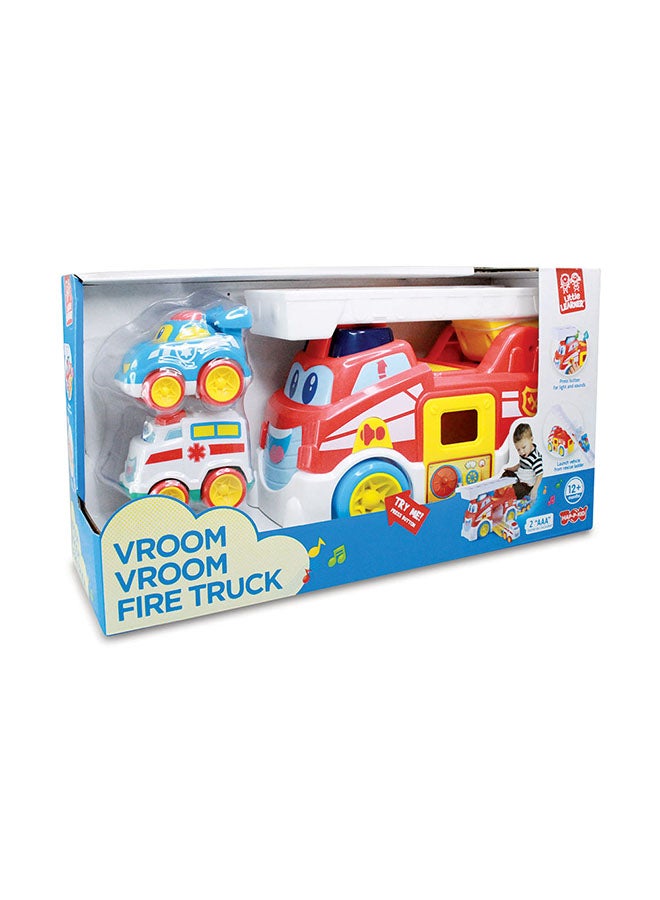 Little Learners Vroom Vroom Fire Truck - Flashing Lights And Sounds, Extendable Ladder, Assorted 12m+