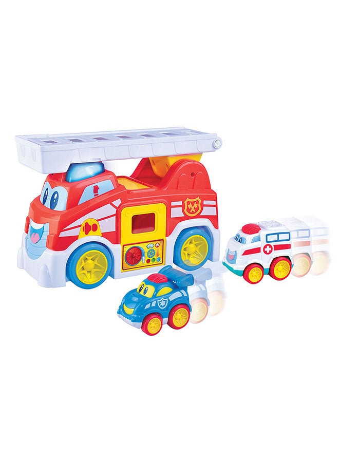 Little Learners Vroom Vroom Fire Truck - Flashing Lights And Sounds, Extendable Ladder, Assorted 12m+