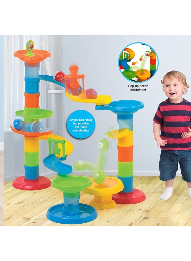 Little Learner Roll 'n Pop Tower - 30-piece Ball Rolling Set For Toddlers, 21”/54cm Height