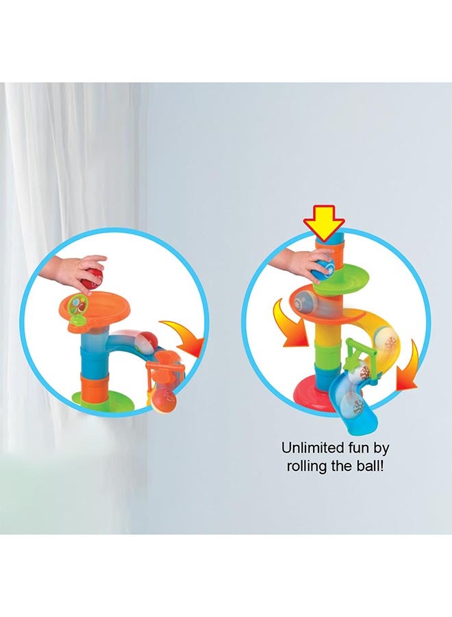 Little Learner Roll 'n Pop Tower - 30-piece Ball Rolling Set For Toddlers, 21”/54cm Height