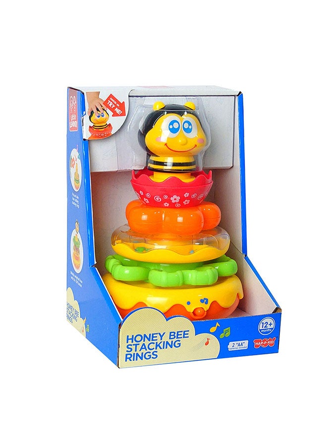 Little Learners Honey Bee Stacking Rings - Electronic Stacking Rings With Wobbly Weighted Base, Rattling Rings, Sing-along Bee, 12m+