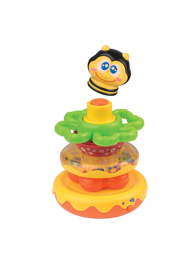 Little Learners Honey Bee Stacking Rings - Electronic Stacking Rings With Wobbly Weighted Base, Rattling Rings, Sing-along Bee, 12m+