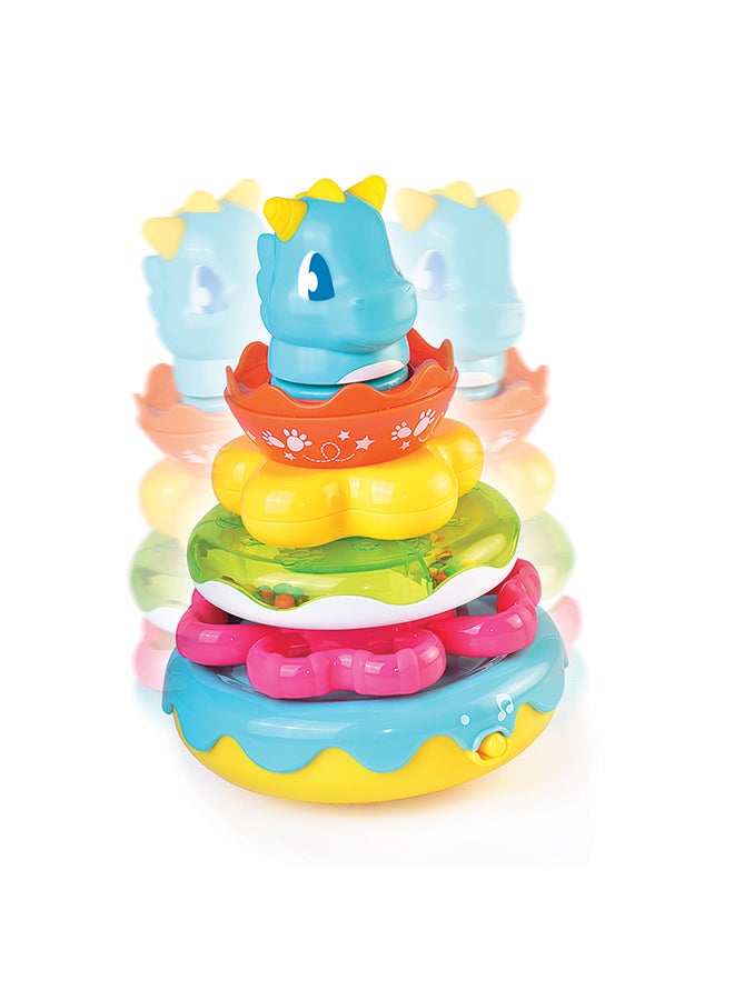 Little Learners Wobbly Dino Stacking Rings - Electronic Rings, Wobbly Base, Sing Along, 12m+