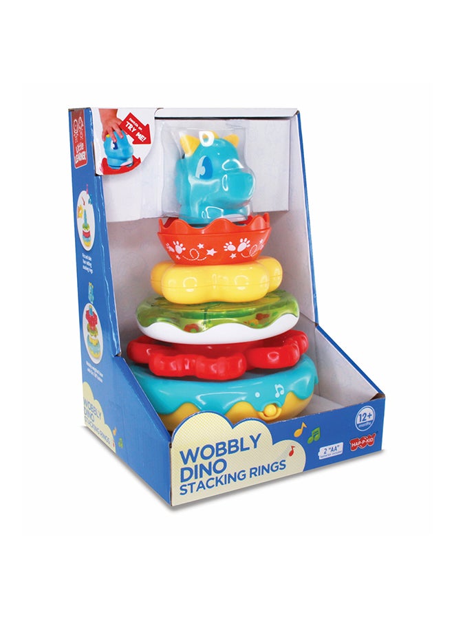 Little Learners Wobbly Dino Stacking Rings - Electronic Rings, Wobbly Base, Sing Along, 12m+