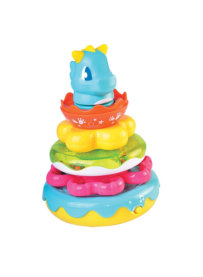 Little Learners Wobbly Dino Stacking Rings - Electronic Rings, Wobbly Base, Sing Along, 12m+