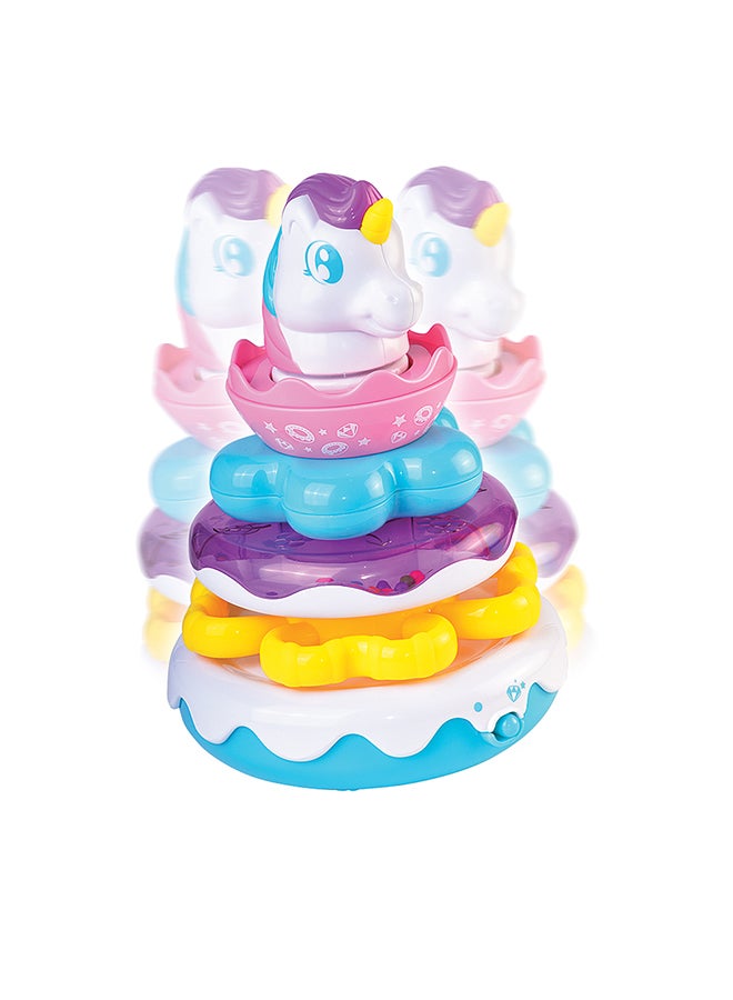 Little Learners Magical Unicorn Stacking Rings - Electronic Rings, Wobbly Base, Sing Along, 12m+