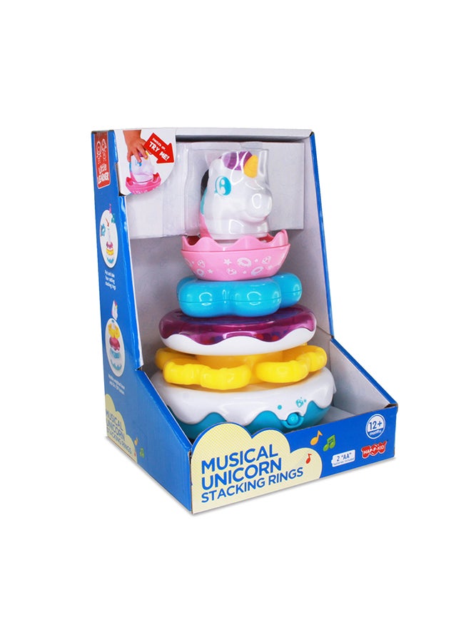 Little Learners Magical Unicorn Stacking Rings - Electronic Rings, Wobbly Base, Sing Along, 12m+
